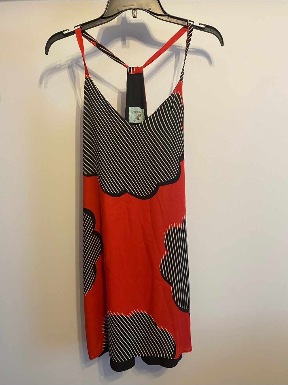 Judith March Red and Black Printed Slip Mini Dress